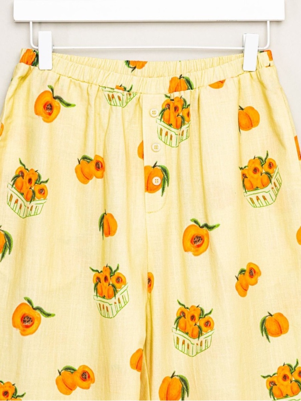 Bailey Rose Butter Yellow Peach-Print Wide-Leg Lounge Pull on Pants NWOT - Picture 6 of 13